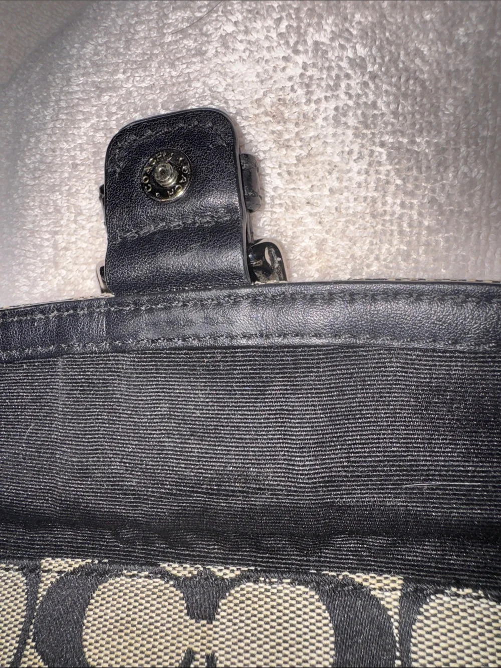 Coach Mini Shoulder Bag in Black and Gray Signature C Pattern